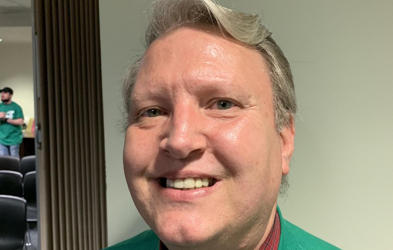 AFSCME Local 4041 member Larry Coffey at a hearing for SB135 in support of collective bargaining rights for state employees