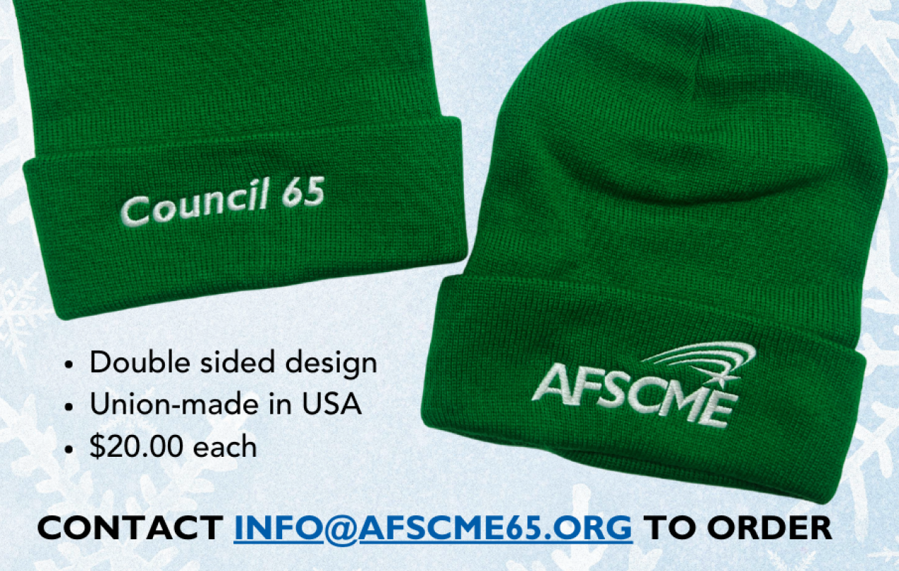 Green stocking caps with AFSCME logo