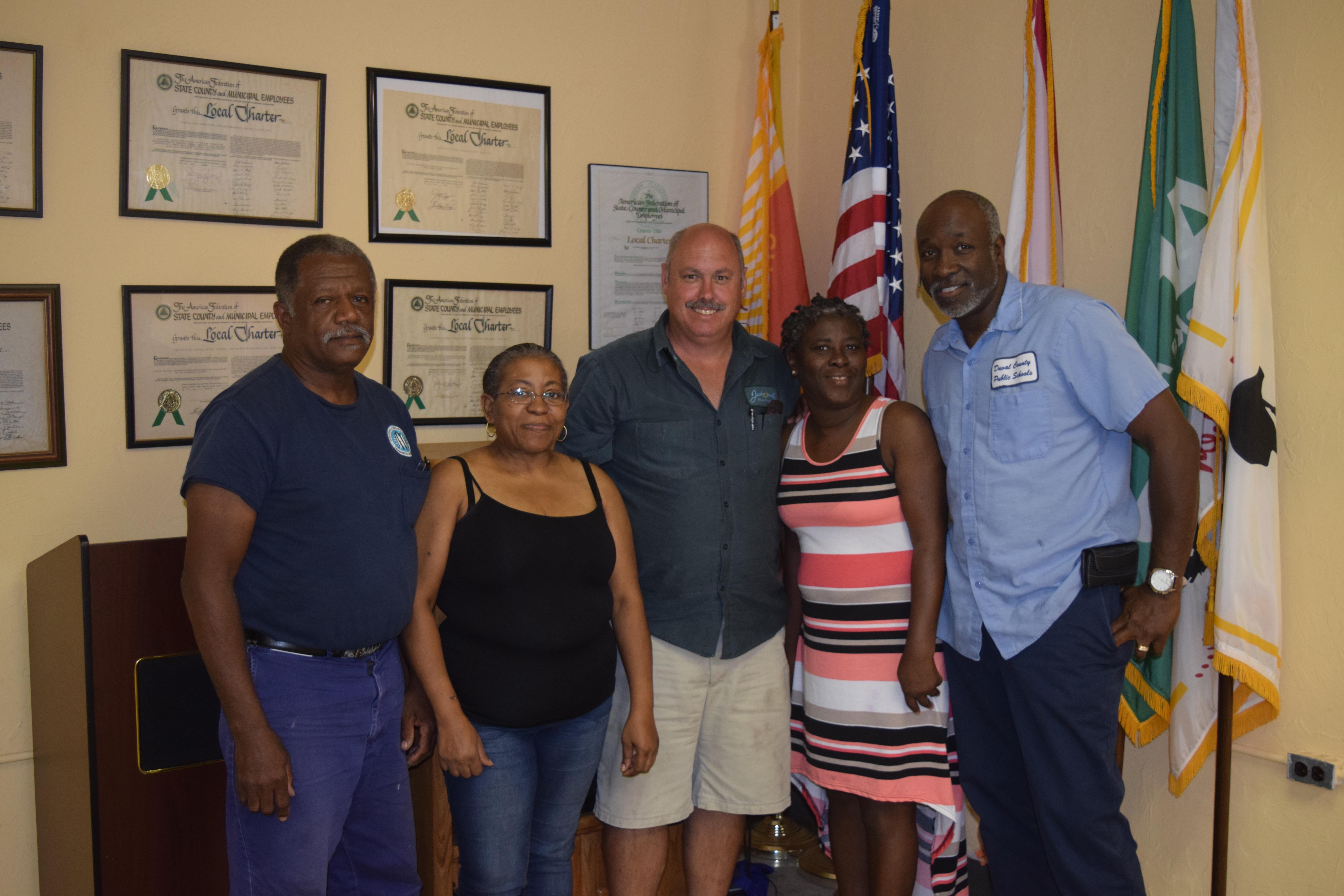 Mallory Kenney, Marlene Pauldo, Ben Carder, Mary Blocker-Williams and Elton Brown are helping to lead an AFSCME resurgance in Jacksonville