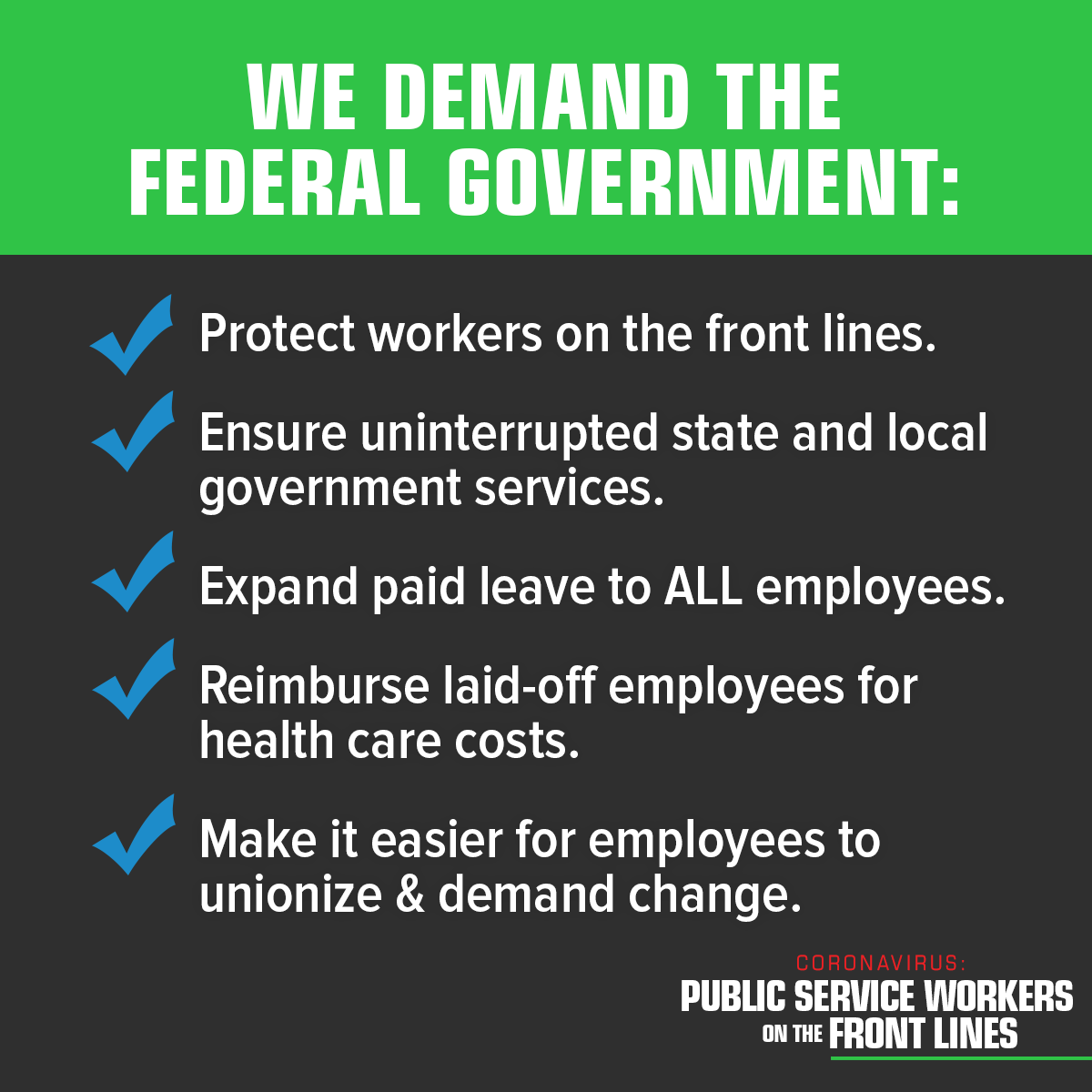 HOPE Members stand with AFSCME Brothers and Sisters across the Country to push Congress to Fund the Front Lines. Where we go one, we go all!