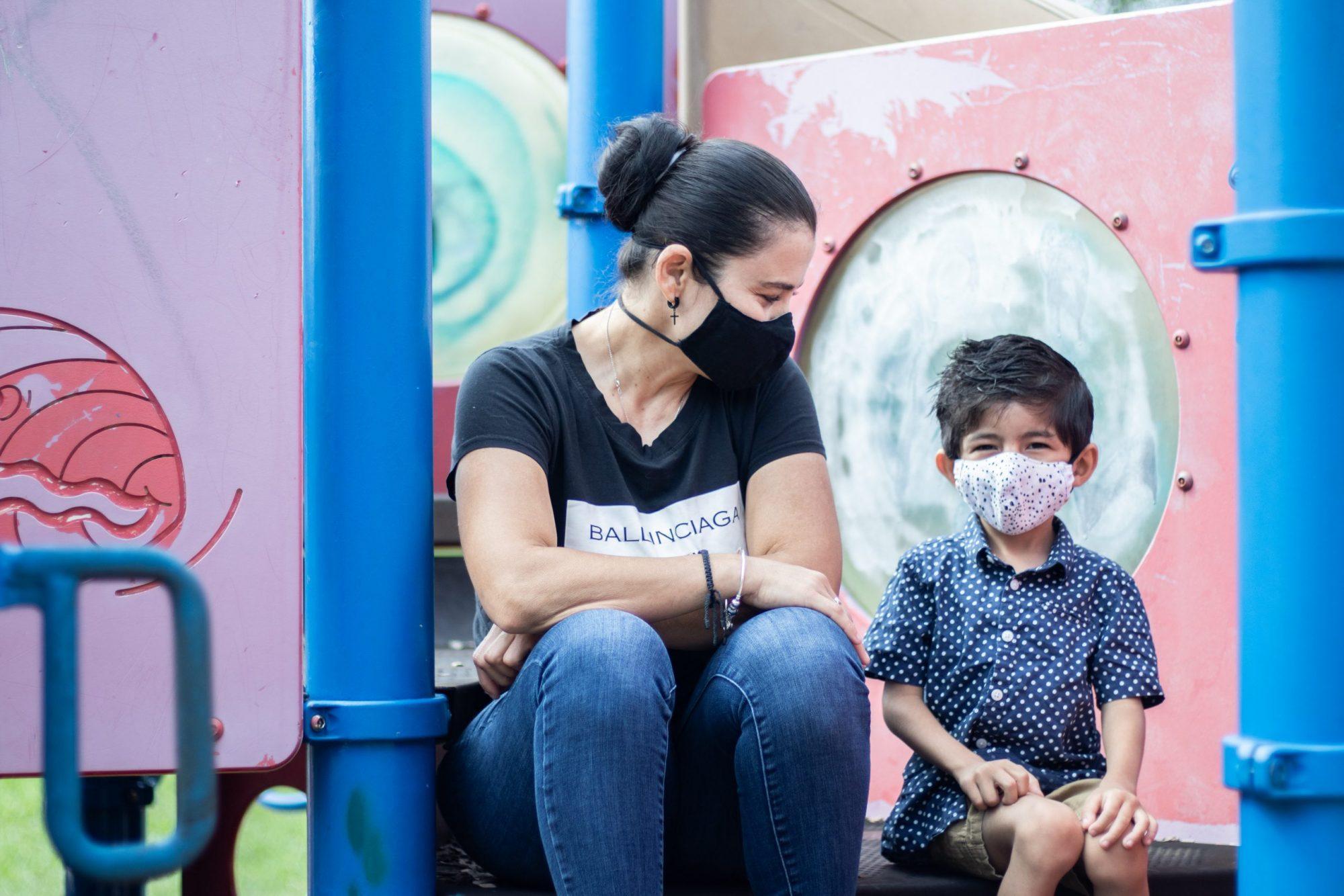 Local 1072 member Maria Ayala and her son Darwin (Julia Nikhinson/The Diamondback)