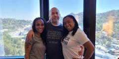 New York EMS workers Andria Connell, Oren Barzilay and Krystal Hayes at Los Angeles International Airport after their midflight rescue of a JetBlue passenger.