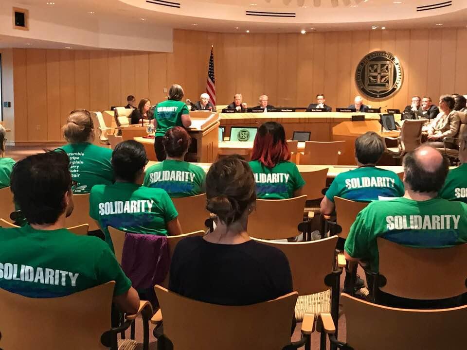 AFSCME members pack the Board room for the budget hearing AFSCME members pack the Board room for the budget hearing