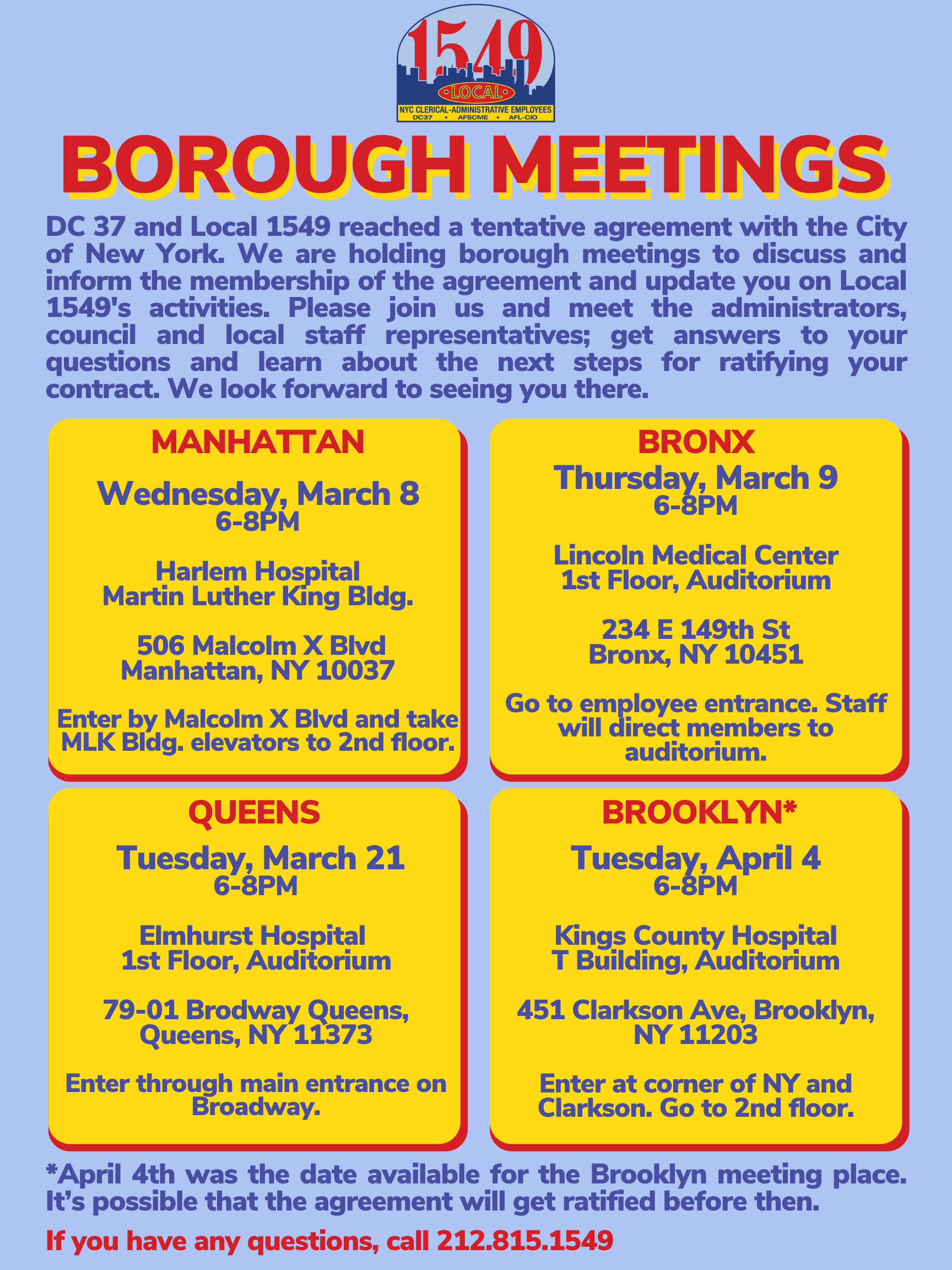 AFSCME Local 1549 Borough Meetings Leaflet