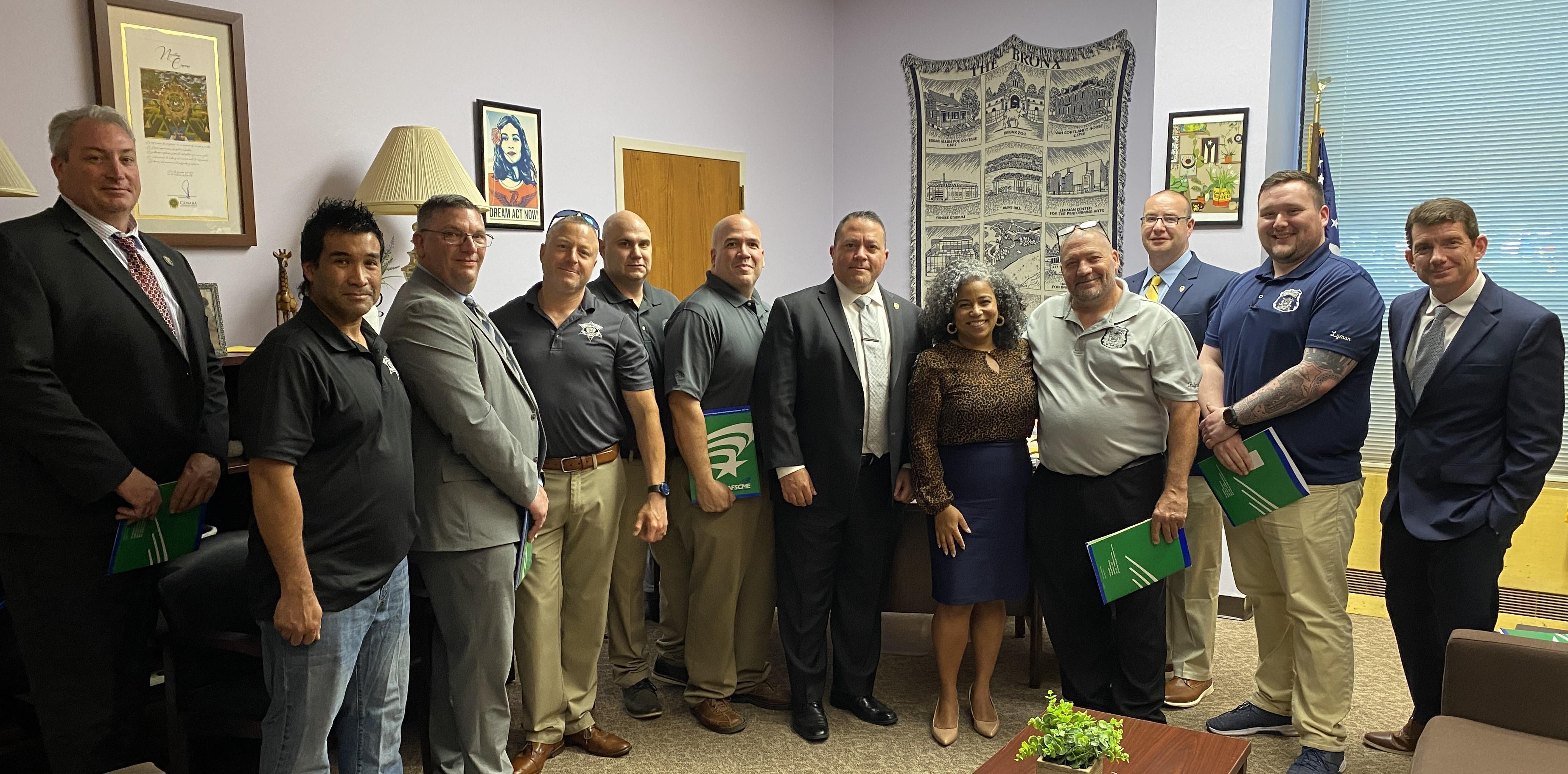 Members of Council 82 met with Assemblywoman Karines Reyes to discuss their policy priorities. Photo credit: Aaron Gallant/AFSCME.
