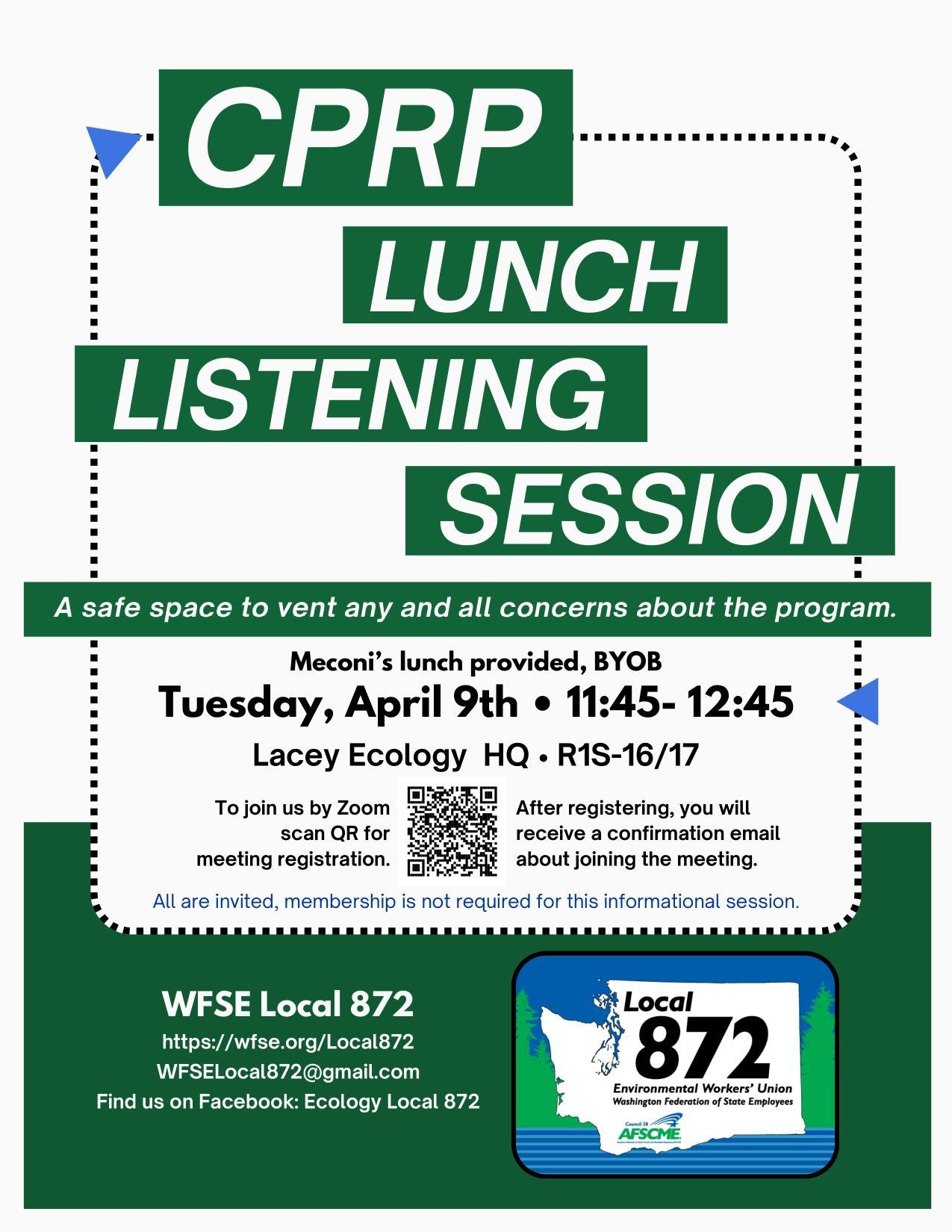 Flyer for CPRP Listening Session