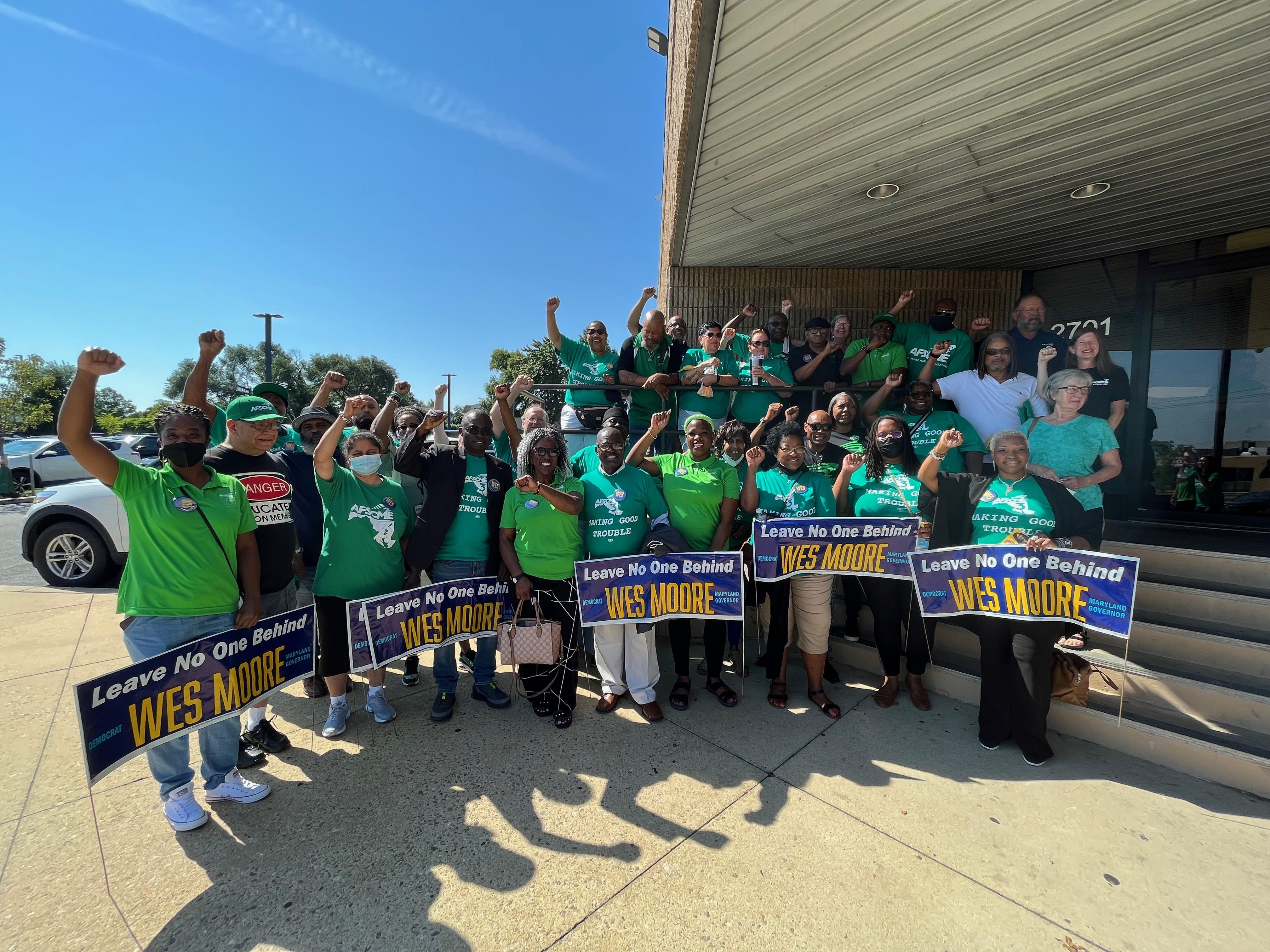 AFSCME members at a breakfast event with Wes Moore