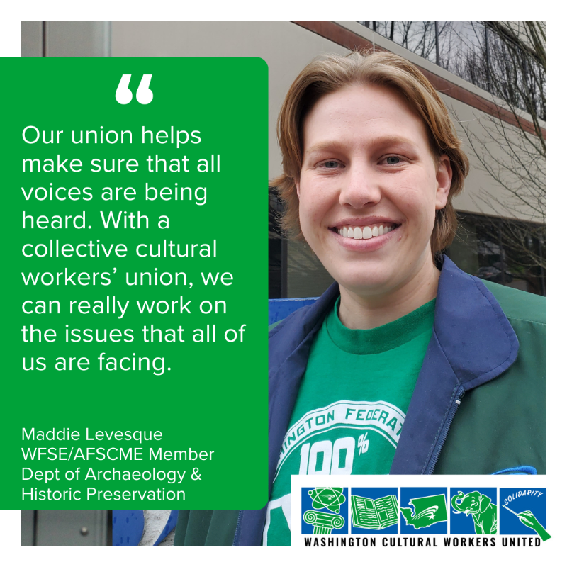 Cultural Workers United Washington / AFSCME member Maddie Levesque