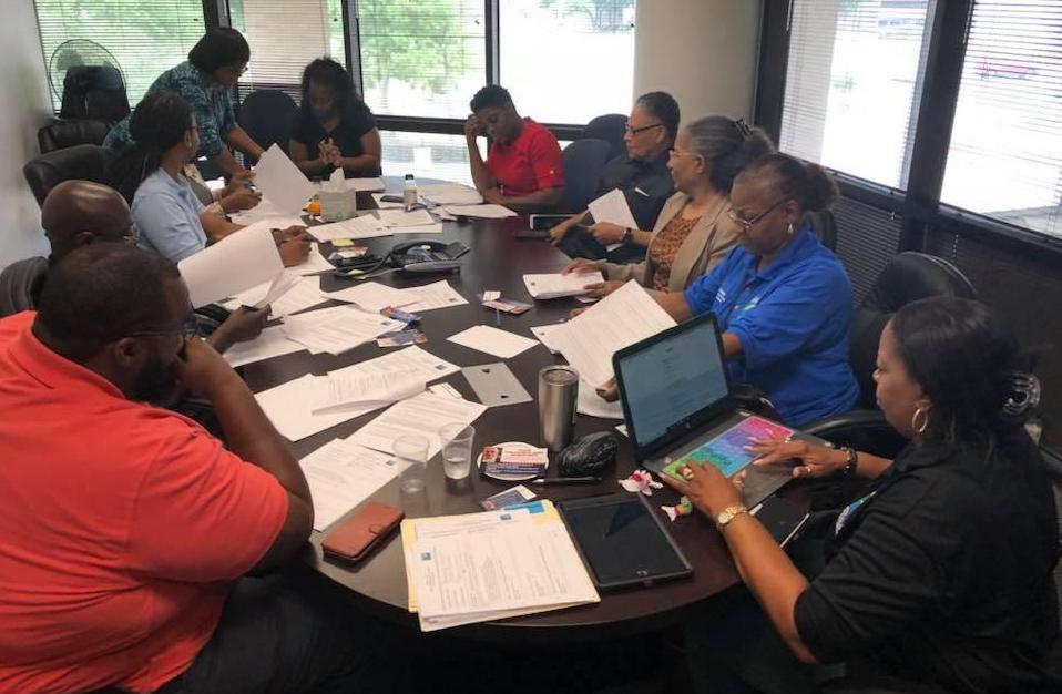 PATH members hard at work reviewing the HMEPS Candidate Questionnaires and Scorecards for the Upcoming Pension Board Election. PATH members reviewing the HMEPS Candidates seeking HOPE Endorsement for Upcoming Pension Board Election
