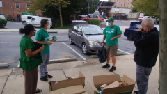 AFSCME members prepare to distribute masks